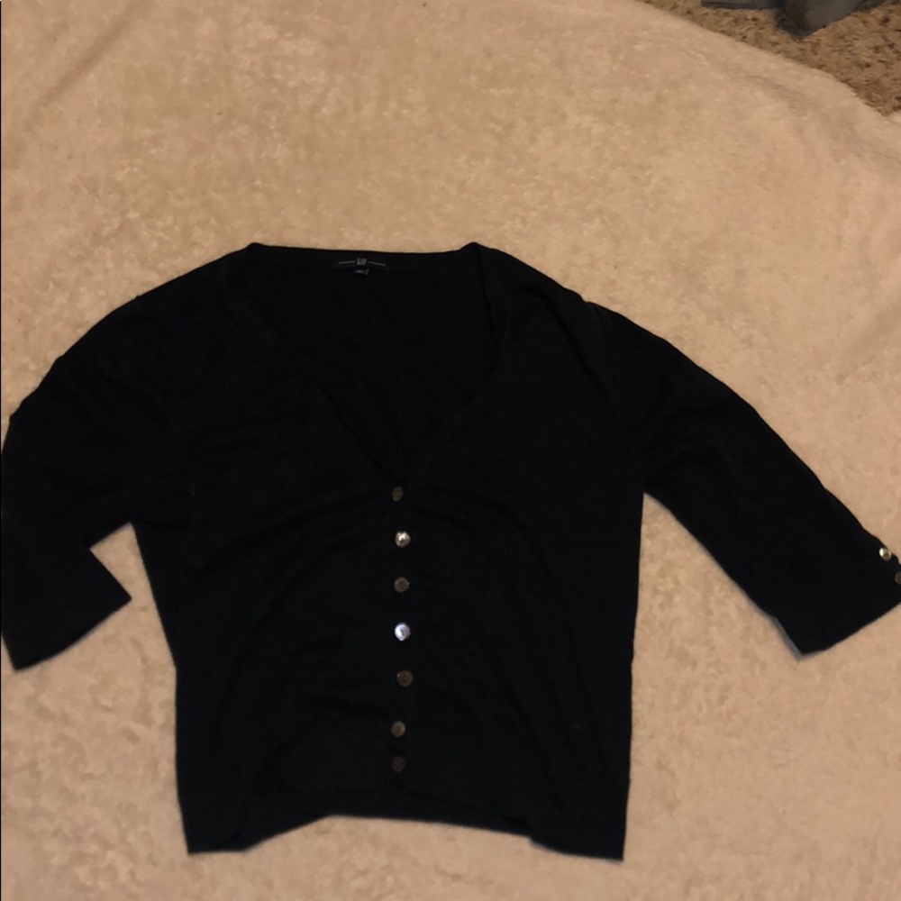 GAP Navy Blue 3/4 Button Down Cardigan